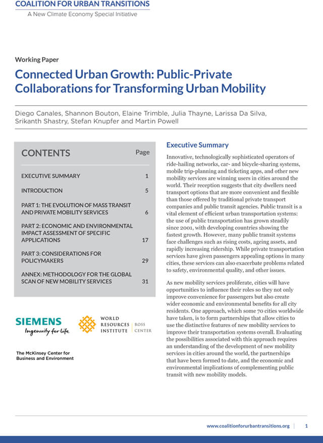 Connected Urban Growth: Public-Private Collaborations for Transforming Urban Mobility