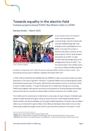 Inclusive projects around TUMI E-Bus Mission cities in LATAM