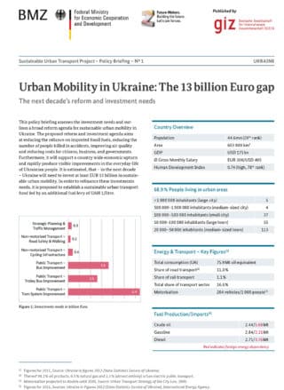 Urban Mobility in Ukraine: The 13 billion Euro gap