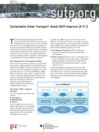 Sustainable Urban Transport: Avoid-Shift-Improve (A-S-I)