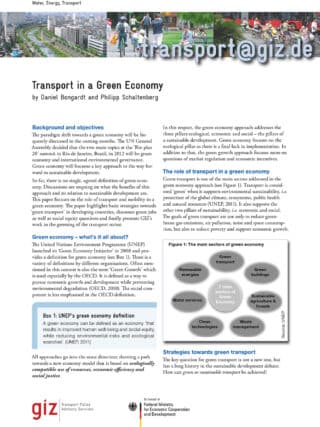 Transport in a Green Economy – Factsheet